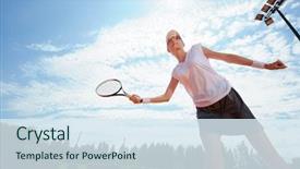  Presentation with training - Presentation design having tennis training on shinny background and a sky blue colored foreground