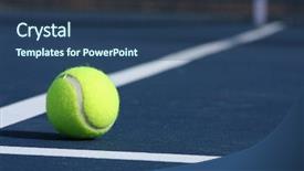  Presentation with tennis - PPT theme featuring tennis with room for copy background and a ocean colored foreground