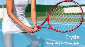  Presentation with sport blue - Amazing slide deck having tennis woman in sport club backdrop and a light blue colored foreground