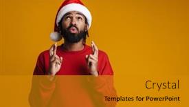  Presentation with good luck - Amazing PPT layouts having tense-african-american-guy-holding backdrop and a gold colored foreground