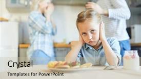  Presentation with parents - PPT layouts having tense little girl covering her background and a soft green colored foreground