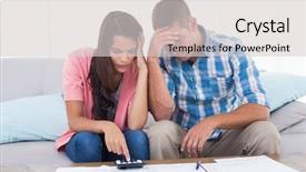  Presentation with home - PPT layouts with tensed couple calculating home finances background and a light gray colored foreground