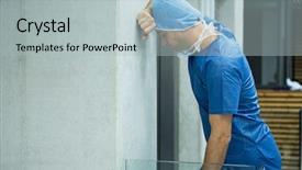  Presentation with elevator - Colorful slide deck enhanced with tensed male surgeon leaning backdrop and a light gray colored foreground