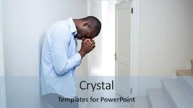  Presentation with wall - Cool new presentation with tensed man leaning on wall backdrop and a  colored foreground