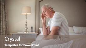  Presentation with 3d man sitting question mark - Audience pleasing PPT layouts consisting of tensed man sitting on bed backdrop and a gray colored foreground