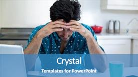  Presentation with social isolation - Cool new PPT theme with tensed man sitting with bills backdrop and a  colored foreground