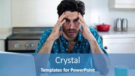  Presentation with social isolation - Beautiful PPT theme featuring tensed man sitting with bills and laptop in kitchen at home working from home in quarantine lockdown social distancing self isolation backdrop and a teal colored foreground