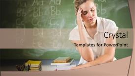  Presentation with teacher - Theme enhanced with tensed school teacher sitting background and a lemonade colored foreground