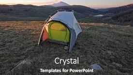  Presentation with tent - Presentation design enhanced with tent-against-etna-mount background and a dark gray colored foreground