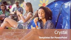  Presentation with music festival - Cool new slide set with tent at a music backdrop and a coral colored foreground