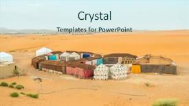  Presentation with sand dunes - Presentation featuring tent camp for tourists background and a  colored foreground