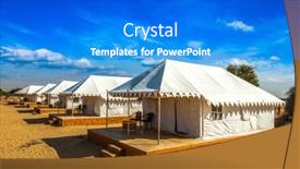  Presentation with camp - PPT theme with tent-camp-in-thar-desert and a cobalt blue colored foreground