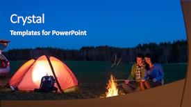  Presentation with tent - Colorful presentation enhanced with tent camping car couple romantic backdrop and a gray colored foreground