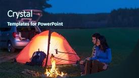  Presentation with bonfire - Presentation featuring tent camping car couple romantic background and a ocean colored foreground