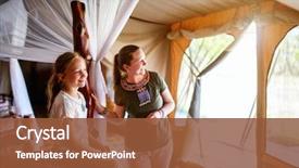  Presentation with family africa - Beautiful theme featuring tent enjoying vacation in africa backdrop and a tawny brown colored foreground