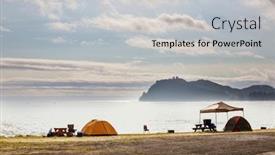  Presentation with recreation - Audience pleasing slide deck consisting of tent-in-camping-recreation-site backdrop and a light gray colored foreground