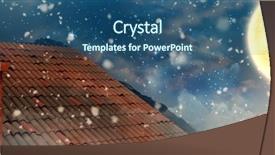  Presentation with snow covered trees and falling - Presentation design having tent in countryside at night background and a ocean colored foreground