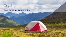  Presentation with tundra - Presentation theme with tent-in-the-mountains background and a lemonade colored foreground