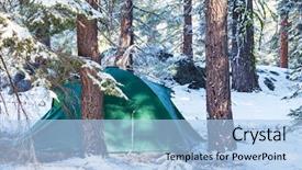  Presentation with yosemite - Theme featuring tent in winter forest yosemite background and a light blue colored foreground