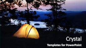  Presentation with tent - Audience pleasing slides consisting of tent lit up at dusk backdrop and a black colored foreground