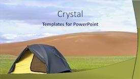  Presentation with green lawn - PPT layouts featuring tent-on-a-green-lawn background and a sky blue colored foreground