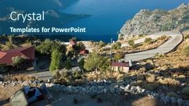  Presentation with hiking mountain - Cool new presentation theme with tent-on-camping-terrasse backdrop and a ocean colored foreground