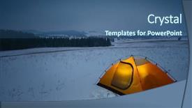  Presentation with tent - Slides enhanced with christmas baubles on christmas tree new year invitation card background and a tawny brown colored foreground