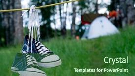  Presentation with camping - Audience pleasing theme consisting of tent set up for camping backdrop and a forest green colored foreground