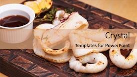  Presentation with grilled - Amazing slides having tentacle - restaurant dish - grilled squid backdrop and a coral colored foreground