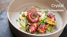  Presentation with octopus - Presentation theme consisting of tentacle - traditional french octopus braised cooked background and a coral colored foreground