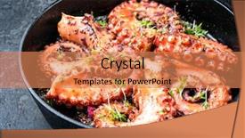  Presentation with octopus - Beautiful slide set featuring tentacle - traditional spanish octopus braised cooked backdrop and a coral colored foreground