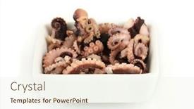 Presentation with octopus - Colorful PPT theme enhanced with tentacles of octopus in bowl isolated on white backdrop and a sky blue colored foreground