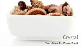  Presentation with octopus - PPT theme consisting of tentacles of octopus in bowl isolated on white background and a sky blue colored foreground