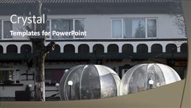  Presentation with triangle - Theme enhanced with tents-with-hemispherical-structure background and a gray colored foreground