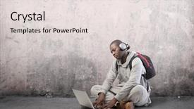  Presentation with laptop - Cool new presentation with tenue scolaire en afrique - african young man using backdrop and a lemonade colored foreground