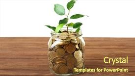  Presentation with growing - Colorful presentation design enhanced with tenure - plant growing in bowl backdrop and a tawny brown colored foreground