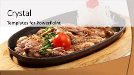  Presentation with chicken poultry farm white layer - Amazing PPT theme having teppanyaki - fried chicken with sauce backdrop and a white colored foreground