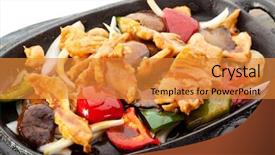  Presentation with hydroponics vegetables hydroponic vegetable - Theme enhanced with teppanyaki - fried chicken with vegetables background and a gold colored foreground