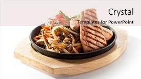  Presentation with salmon - Slide deck with teppanyaki - grilled salmon with vegetable background and a lemonade colored foreground