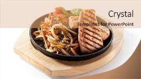  Presentation with salmon - Amazing slides having teppanyaki - grilled salmon with vegetable backdrop and a coral colored foreground