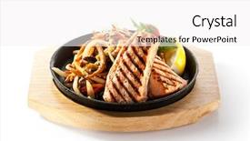 Presentation with salmon - PPT layouts featuring teppanyaki - grilled salmon with vegetable background and a white colored foreground