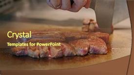  Presentation with restaurant in thai - Cool new PPT theme with teppanyaki in restaurant backdrop and a tawny brown colored foreground