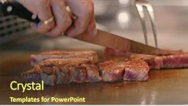  Presentation with bars and restaurant - Theme with teppanyaki in restaurant background and a tawny brown colored foreground