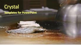  Presentation with grilling - Cool new PPT theme with teppanyaki in taiwan restaurant grilling backdrop and a tawny brown colored foreground