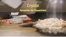  Presentation with grilling - PPT theme featuring teppanyaki in taiwan restaurant grilling background and a tawny brown colored foreground