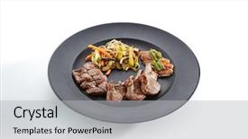  Presentation with food grill - Colorful slides enhanced with teppanyaki japanese and korean grill backdrop and a light gray colored foreground