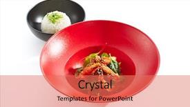  Presentation with korean food - Slides featuring teppanyaki japanese and korean grill background and a  colored foreground