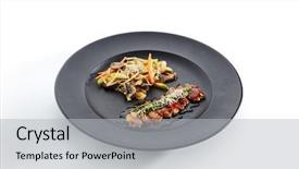  Presentation with food grill - Beautiful presentation theme featuring teppanyaki japanese and korean grill backdrop and a light gray colored foreground