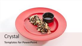  Presentation with food grill - Colorful PPT layouts enhanced with teppanyaki japanese and korean grill backdrop and a coral colored foreground