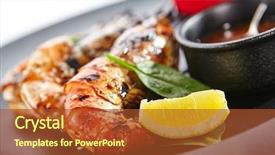  Presentation with food grill - Slides featuring teppanyaki japanese and korean grill background and a red colored foreground